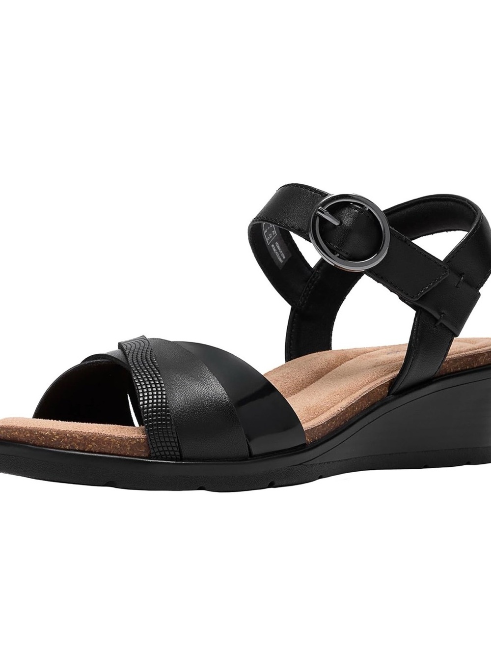 Clarks Women Kacha Twist Wedge Sandal (9, Black Leather) - Picture 4 of 6